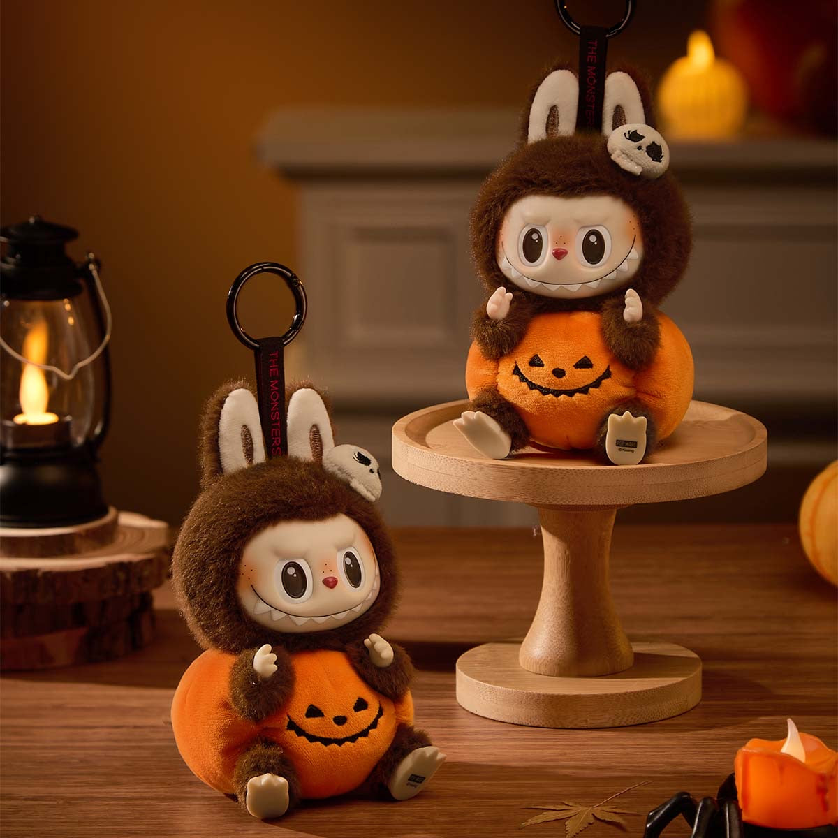 Pop Mart Labubu Happy Halloween Party Series-Sitting Pumpkin Vinyl Plush Pendant