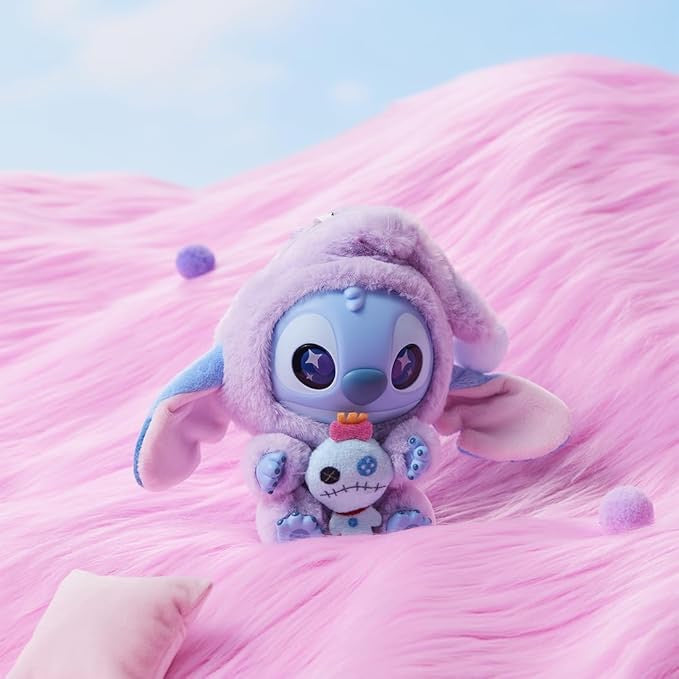 Miniso Top Toy Disney Stitch Eating Something Before Sleep Plush Keychain Single Blind Box