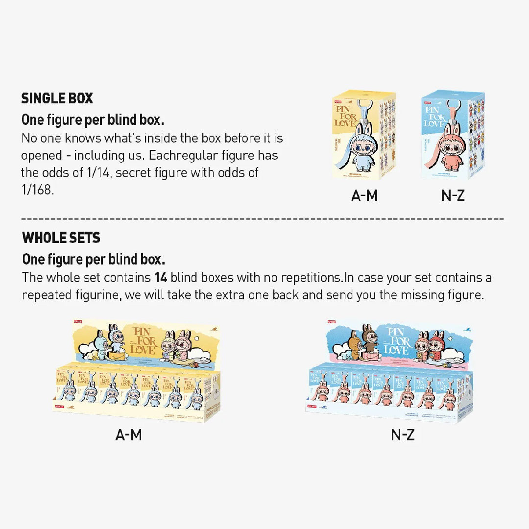 Pop Mart Labubu The Monsters Pin for Love Series Vinyl Plush Pendant (A-M) Single Blind Box